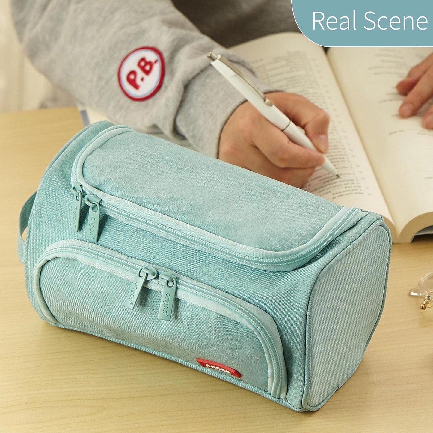 HVOMO Big Capacity Pencil Case High Large Storage Pouch Marker Pen Case Travel Simple Stationery Bag School College Office Organizer for Teens Girls Adults Student（Green）