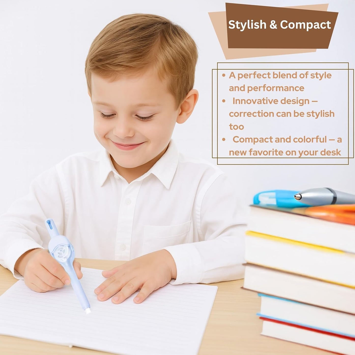 10 PCS Correction Tape Pens White-Out Applicator with Protective Cover, Smooth Ink Tape, Aesthetic Pen Design for School & Office Supplies (Push and Pull)