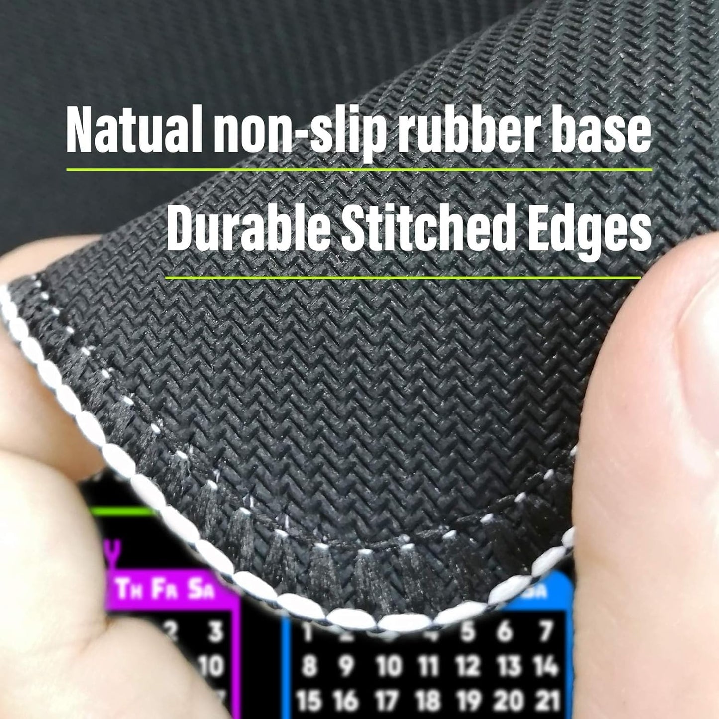 Calendar Mouse Pad 9.5 X 7.8 in, Mouse Pads with Stitched Edges and Non-Slip Rubber Base, Home Office Desk Decor Accessories for Computer Laptop Work Gaming (Black 2025 with Holidays)