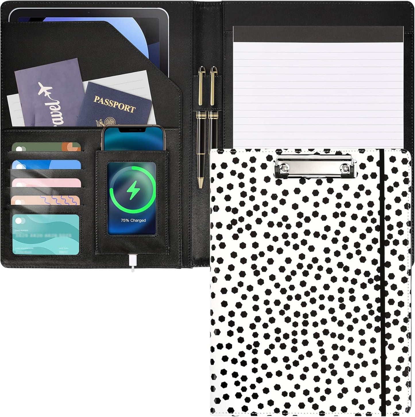 Clipboard with Storage 360 Foldable Leather Portfolio Junior Padfolio Clipboards Folder