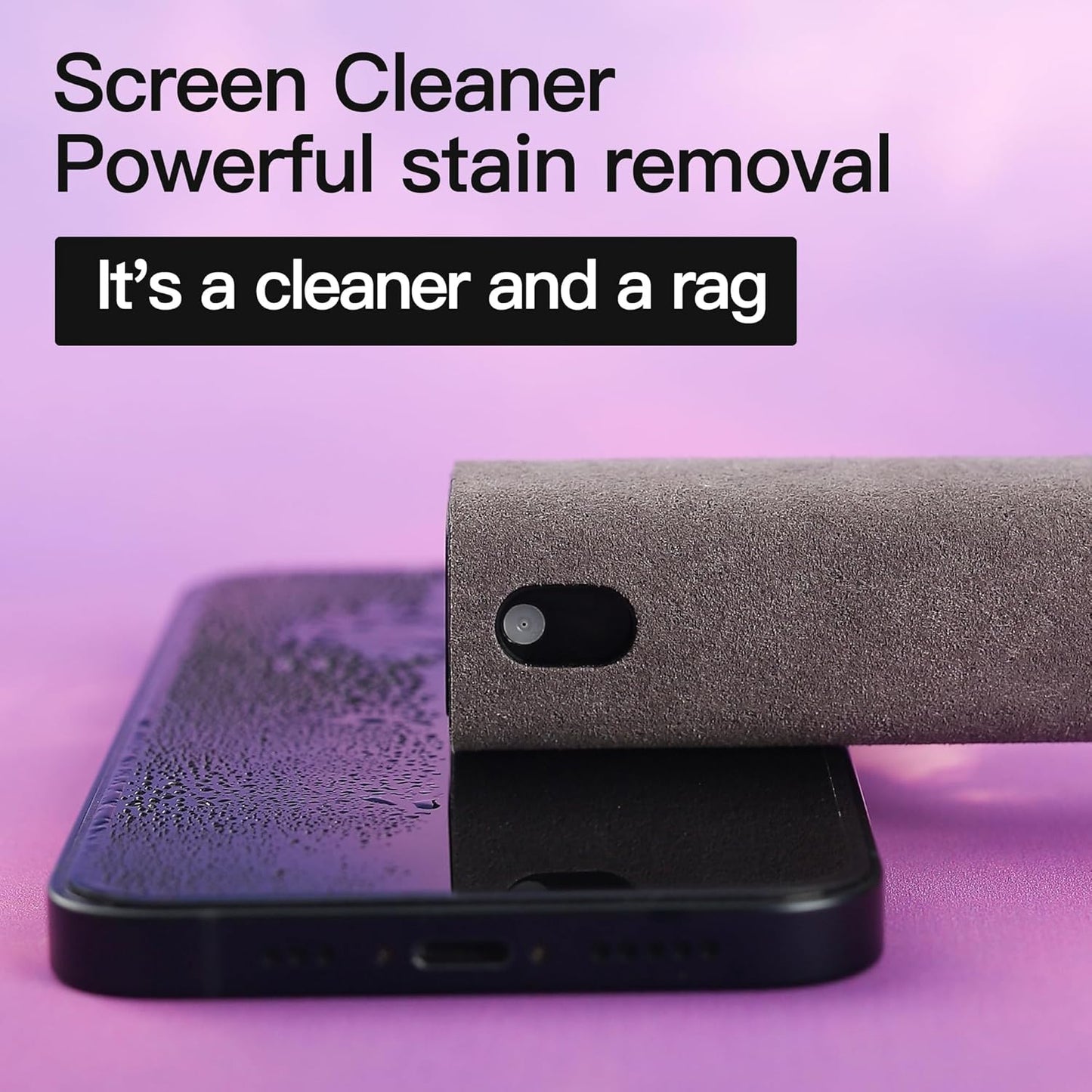 2 Pcs Screen Cleaner Kit, 3-in-1 Touchscreen Mist Cleaner Spray Bottle Tool & Microfiber Cloth for Phone/Laptop/Tablet/TV/Monitor/Car Screens(Grey)