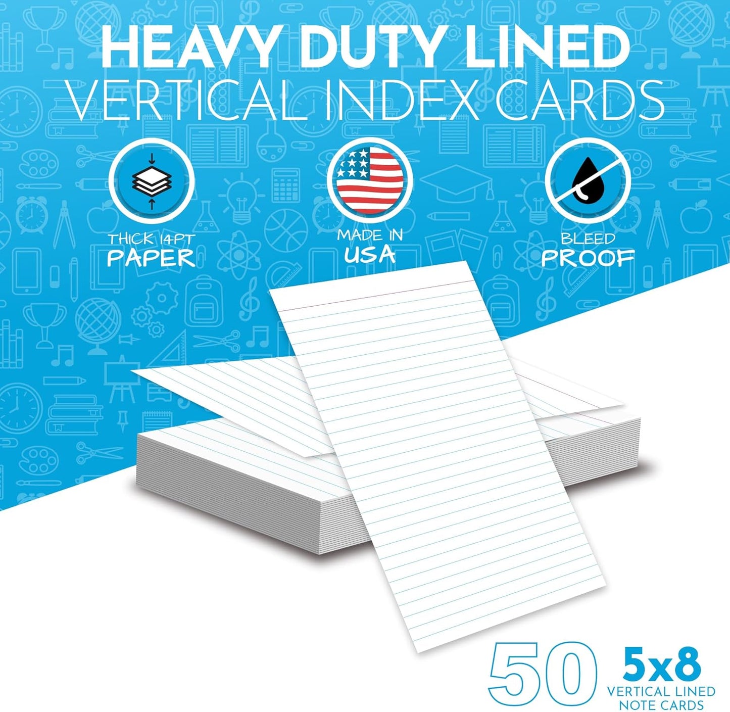 Home Advantage Vertically Ruled White Index Cards, Note Cards (5-x-8-inch)