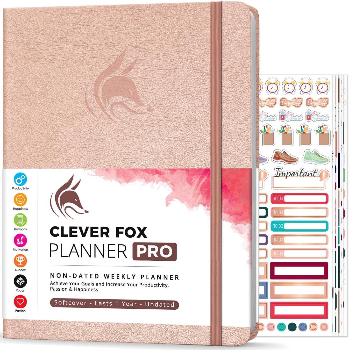 Clever Fox Planner PRO – Weekly & Monthly Life Planner to Increase Productivity, Time Management and Hit Your Goals, 8.5x11″ (Rose Gold)