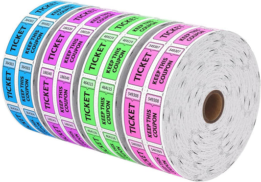 Fluorescence Raffle Tickets Double Roll 8000 Tickets 50/50 Tickets for Events, Entry, Class Reward, Fundraiser & Prizes(Blue, Green, Purple, Red)