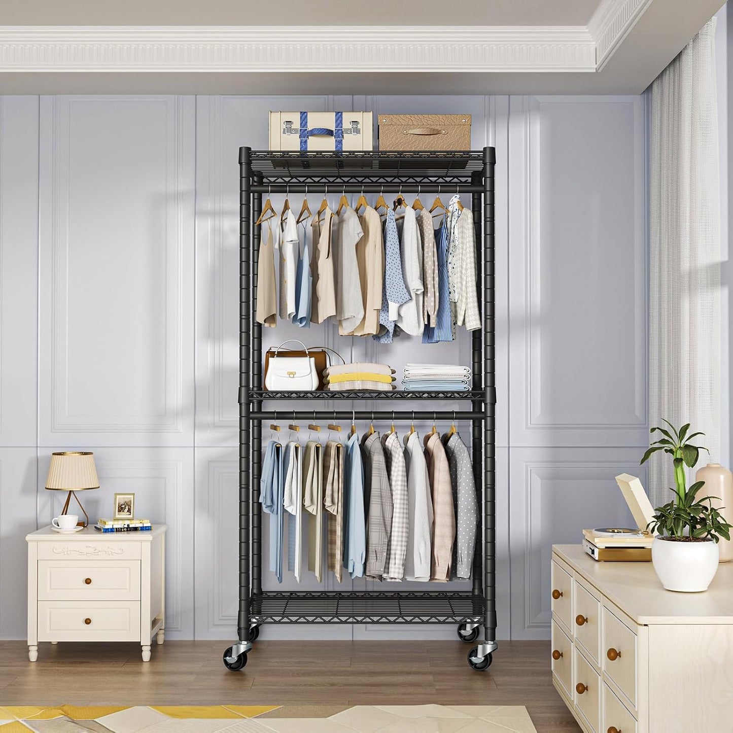 Heavy-Duty Portable Closet, 30"W x 14"D x 76"H, Black, Carbon Steel