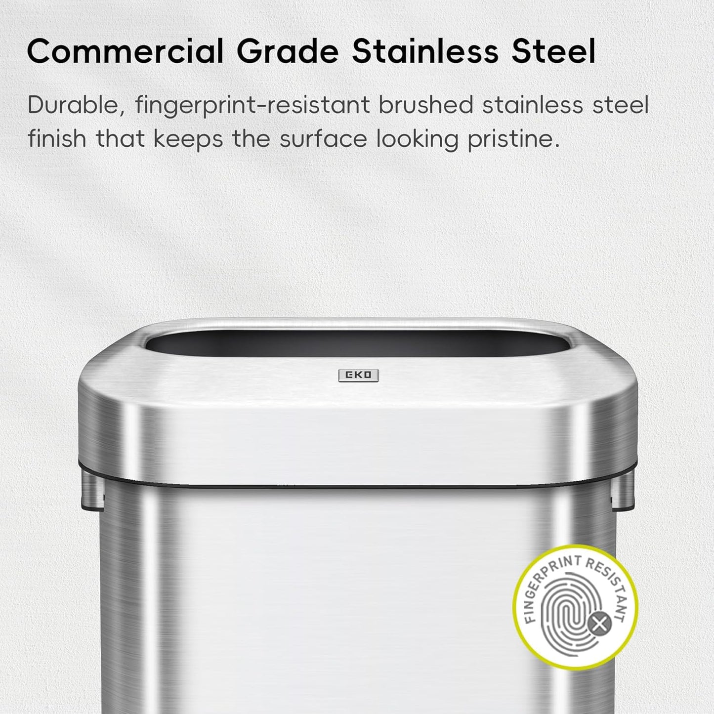 EKO Urban 24 Gallon/ 90 Liter Open Top Stainless Steel Slim Commercial Trash Can, Tall Kitchen Garbage Bin, Heavy-Duty Commercial Grade Large Trash Can for Home, Office, Hotel, Cafe, Restaurant, Dorm
