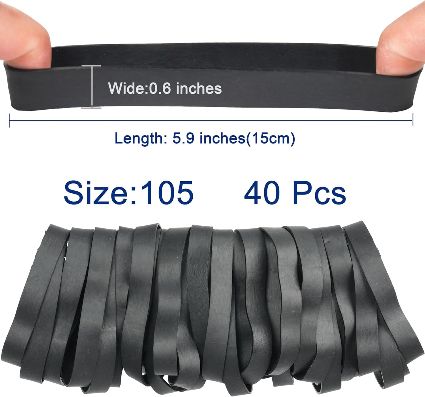 HAIDIBAO-Rubber Bands 40 Pcs size#105 Big black rubber band large Elastic Band rubber bands office supplies Heavy Duty wide Strong Elastic bands Outdoor (5.12" x 0.6")