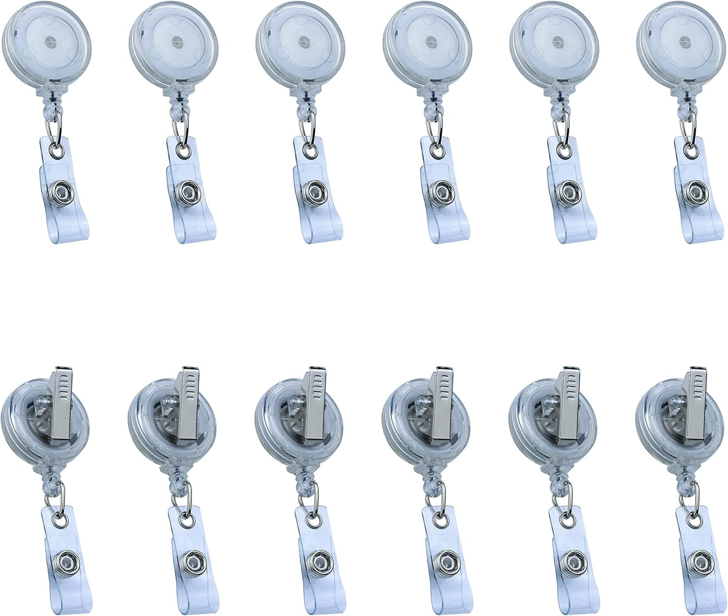 Badge Reels Retractable Badge Holder with Clip, Id Clips for Badges, Id Badge Reel, Retractable Id Badge Clip with Clear Vinyl Strap & Alligator Swivel, No Twist Dispenser (Clear)