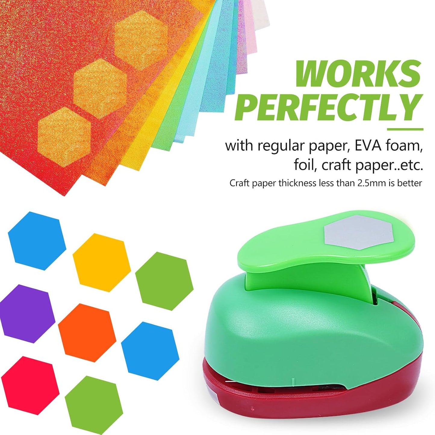 Hexagon Paper Punch, 1 Inch Hexagon Punches for Paper Crafts, Hole Punch for Making Scrapbook Layout, Memory Books, Wedding Cards, Journals, Gift Tags, Homemade Confetti