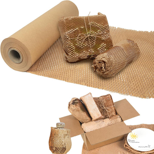Honeycomb Packing Paper 20" x 420' Recyclable Cushion Packing Paper Expanding Honeycomb Packing Paper Wrap Roll Eco Friendly for Moving Shipping Gift Packaging Breakables