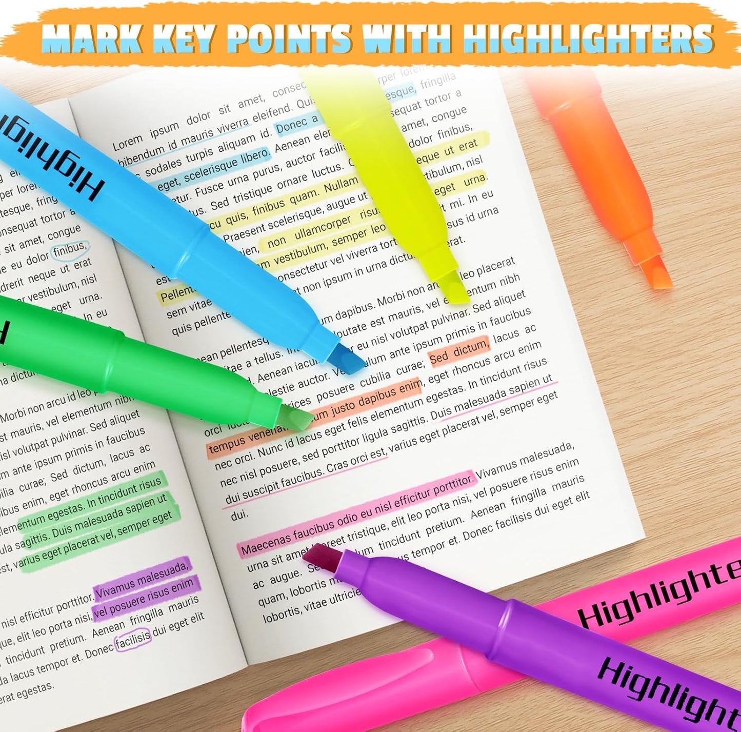 Aigybobo 192 Pack Highlighters in 6 Assorted Colors, Chisel Tip Dry-Quickly Highlighters Bulk, No Bleed Highlighter Markers for Kids Adults, Classroom Teachers Must Haves, School Office Supplies