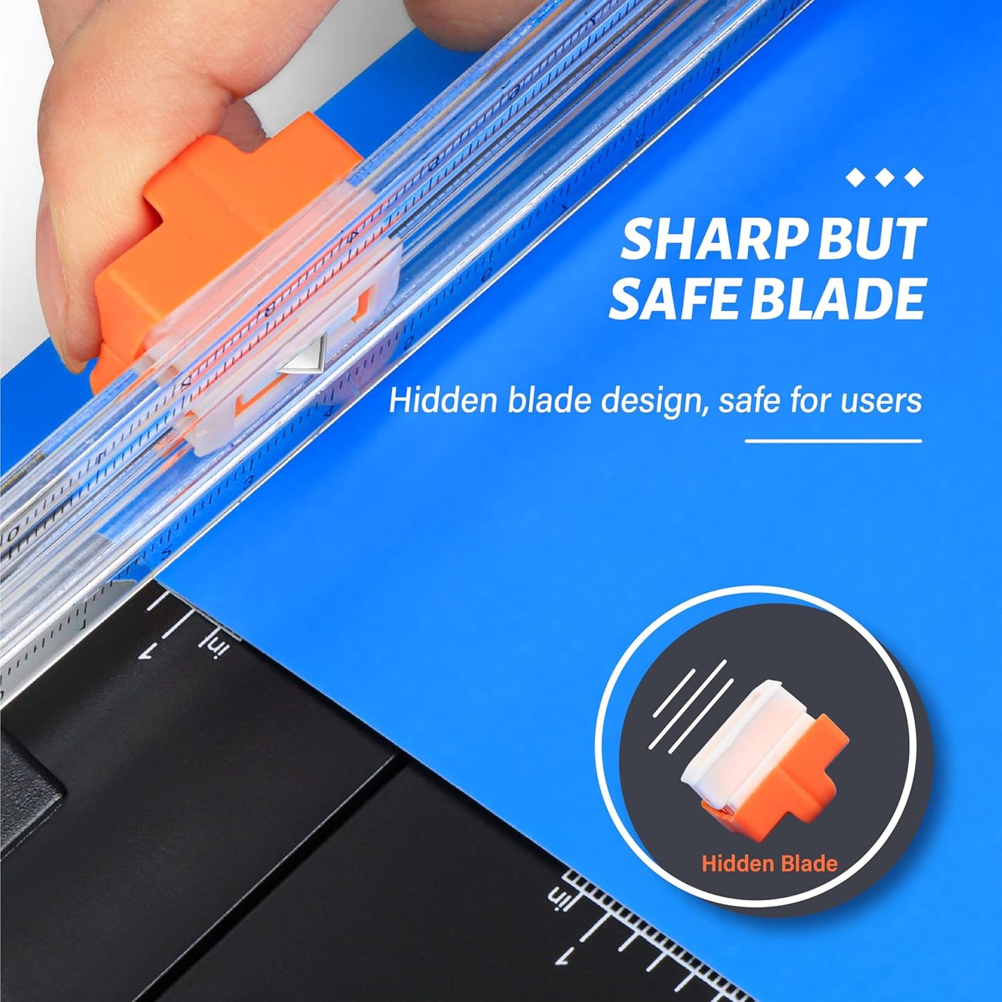 Evteck Paper Cutter 12 Inch Paper Trimmer Slider Crafting Scrapbooking Supplies for A4 Vinyl Photo Cardstock with Security Blade and Foldable Ruler