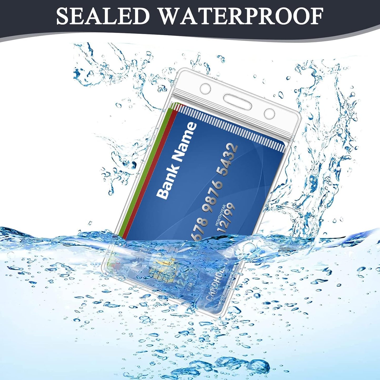 600 Pack ID Badge Holder - Vertical Badge Holder, 2.25" x 3.5" Clear Cards Holders for Lanyard, Plastic Sealable Waterproof, Name Tag Holder for Nurses, Office and School