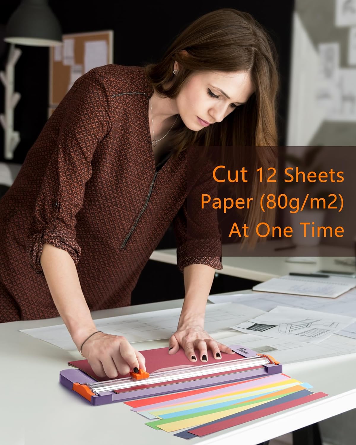 Firbon Purple A4 Paper Cutter, 12 Inch Titanium Straight Paper Trimmer with Side Ruler for Scrapbooking Craft, Paper, Coupon, Label, Cardstock