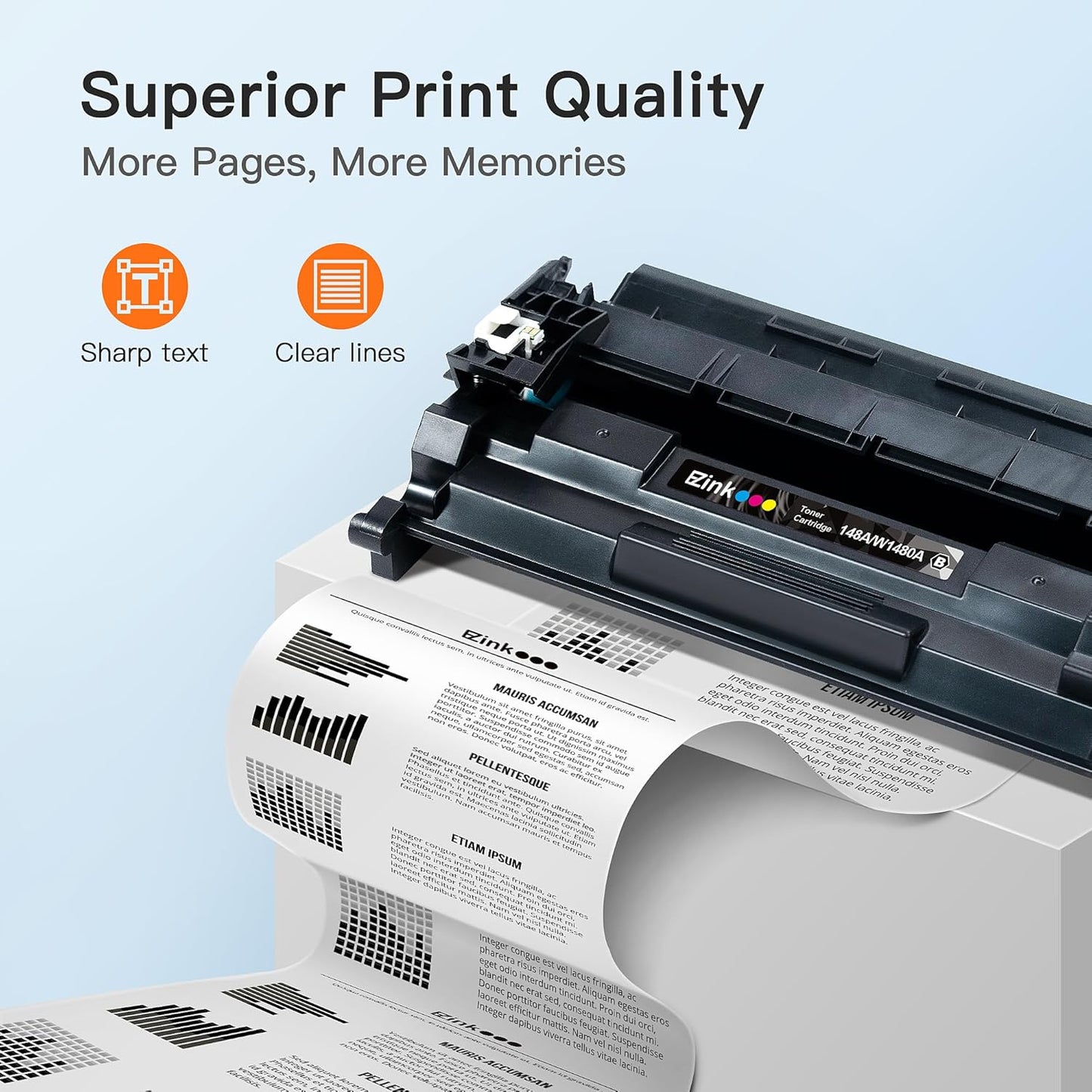 E-Z Ink 148A Toner Cartridge (with Chip) Replacement for HP 148A Toner Cartridge W1480A 148X W1480X to Use with Pro MFP 4101fdn 4101fdw 4001dn 4001n Printer (Black, 2 Pack)