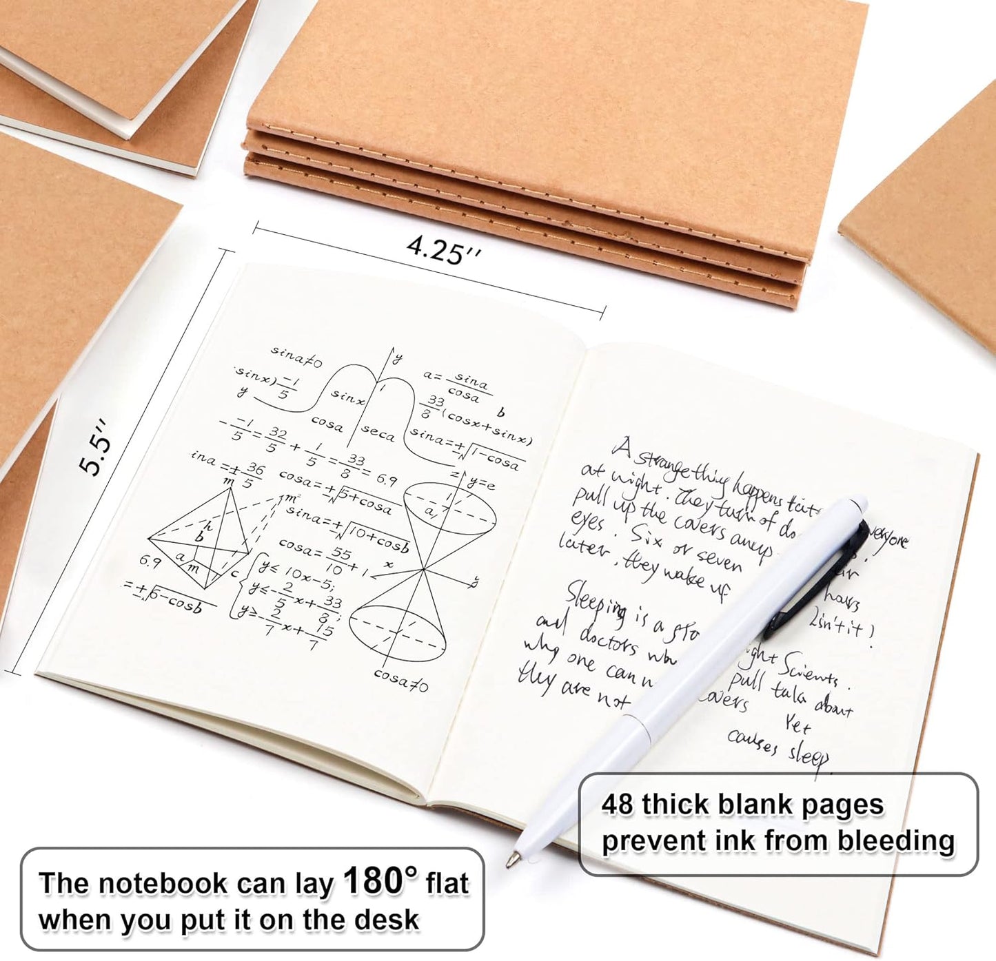 feela 170 Pack Blank Kraft Notebooks, Unlined Sketchbook Mini Cute Note Pad for Drawing Writing, Journal Bulk For Kids Students Office School Supplies, A6, 48 Pages, 4.25” X 5.5”, Brown