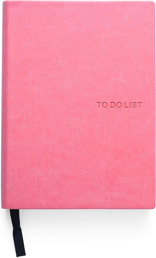 Daily to Do Checklist Notebook, Task Management, Organizer Planner, Hardcover, Ribbon Bookmark, 4.1 x 5.8”, A6 size, 110 Sheets (Pink)