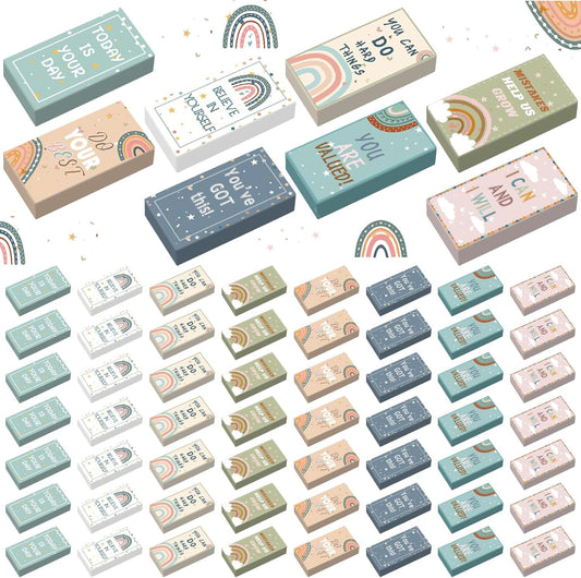 200 Pcs Back to School Inspirational Erasers Bulk Gifts Boho Everyone is Welcome Classroom Decor Fun Rainbow Motivational Pencil Erasers for Classroom Office Teacher Artists Prize Reward