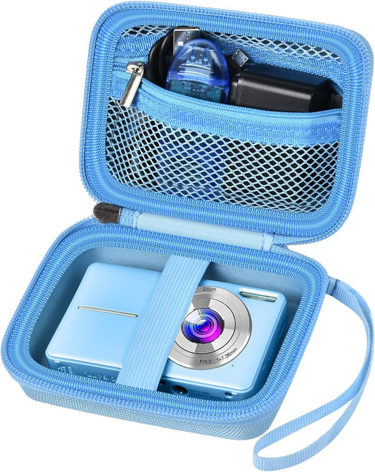 Digital Camera Case Compatible with VAHOIALD FHD 1080P/ for CAMKORY Digital Point and Shoot/for KODAK PIXPRO FZ45-BK 16MP Vlogging/for IWEUKJLO/for Nsoela, Holder for SD Card More- Blue (Box Only)