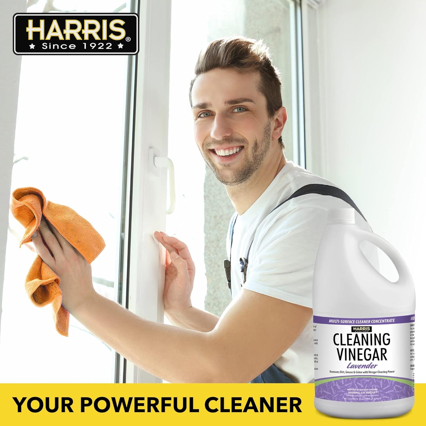 HARRIS Cleaning Vinegar All Purpose Household Surface Cleaner, 128oz (Lavender) with Easy Fill Funnel