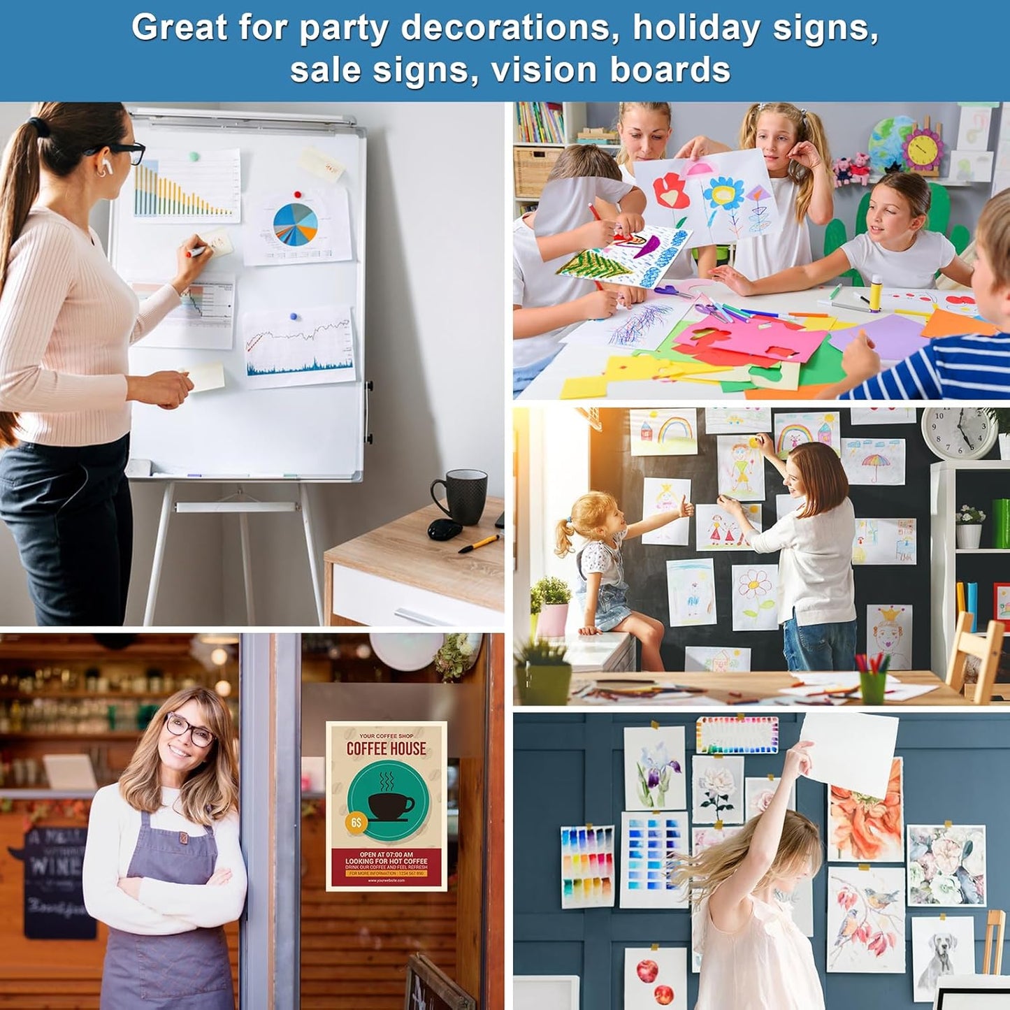 50 Pcs Poster Board 11" x 14" White Paper Bulk ROOKEA 250GSM Vision Boards Poster Paper for School Arts Craft Projects Drawing Display Office Vision Supplies