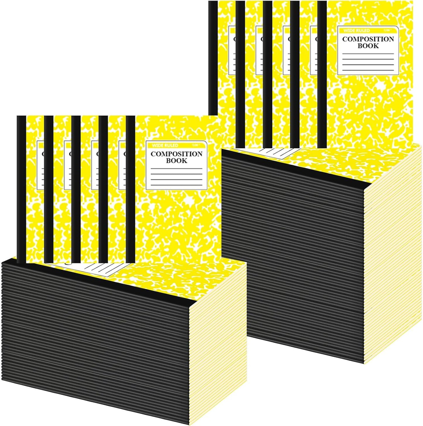 Fainne 100 Pack A5 Composition Notebooks Bulk College Ruled Composition Notebooks Marble Covers Notebook for Student Classroom Office Supplies 30 Sheet/60 Page(Yellow)