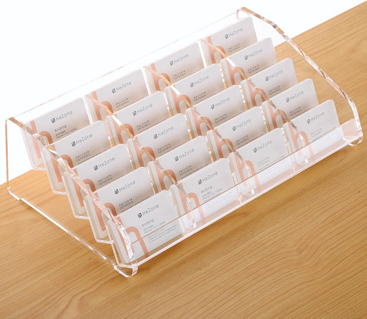 Business Card Holder for Desk,Multiple Card Organizer,Acrylic Business Card Stand Display Holder,Office Desk Accessories for Man and Woman,Organize 1000 Cards-Clear(20 Slots 4 Tier-H)