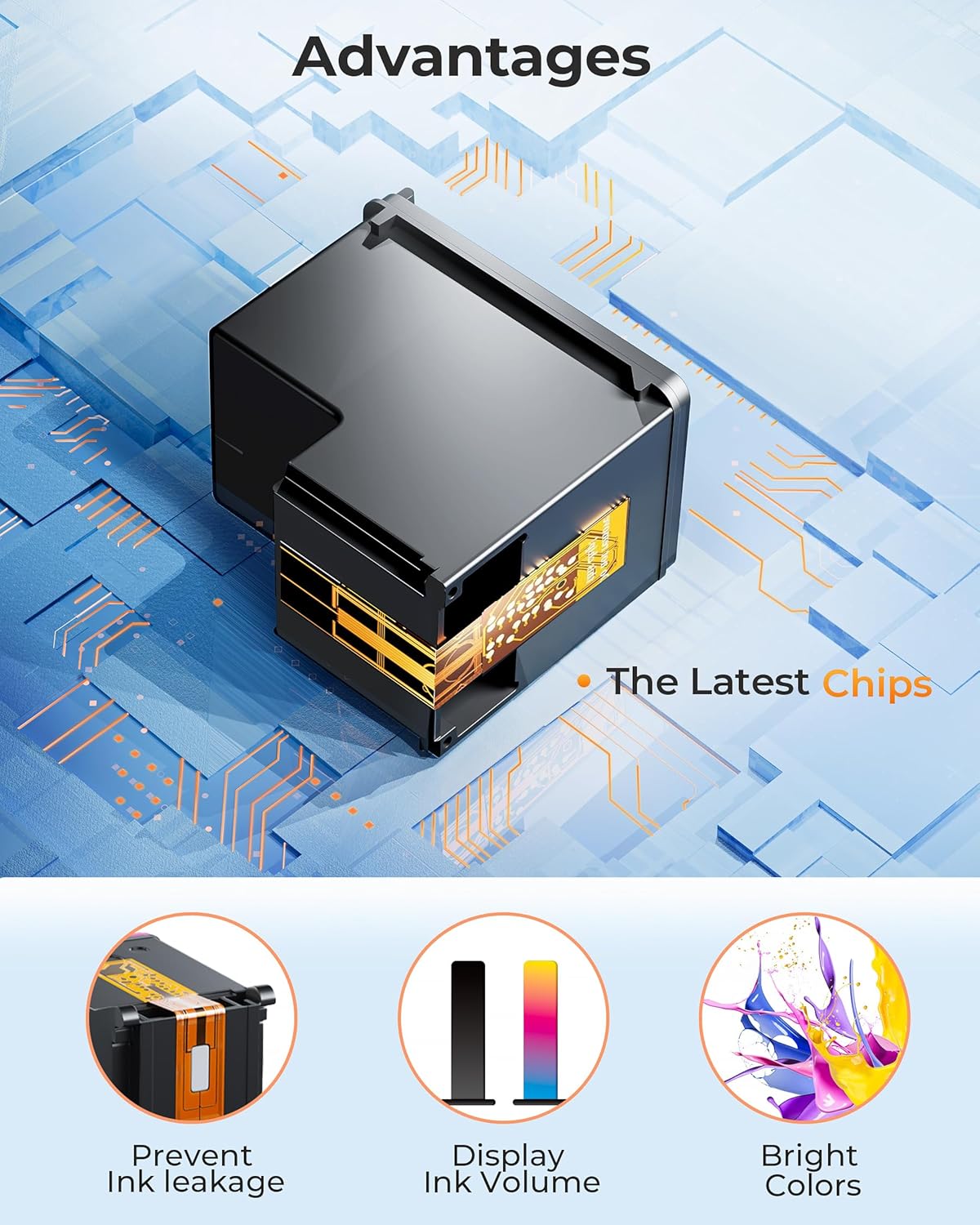 63XL Ink Cartridges Black and Color Remanufactured Replacement for HP Ink 63 for HP 63XL Ink Cartridges Combo Pack Work for HP Officejet 4650 3830 3833 5255 5258 Envy 4520 Deskjet 1112 3637 (2 Pack)