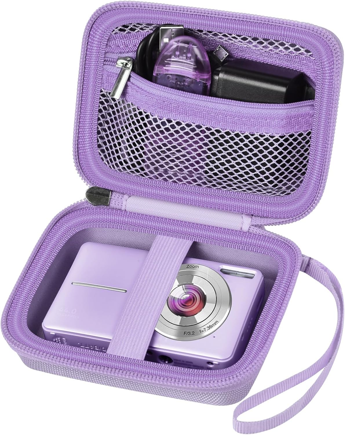 Case Compatible with VAHOIALD FHD 1080P Digital Camera/for CAMKORY Digital Point and Shoot/for KODAK PIXPRO FZ45-BK 16MP Vlogging/for IWEUKJLO/for Nsoela, Holder for SD Card More (Purple)