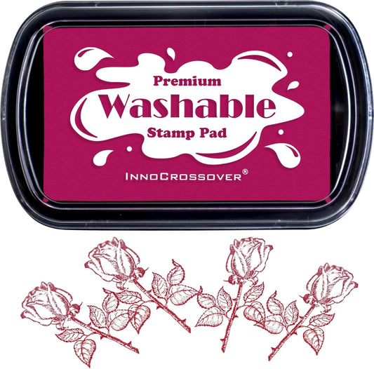 Washable Ink Pad, Best Stamp Pads for Kids, Kids Crafts, Paw Print Kit, Baby Footprint Kit, Stamp Pads on Scrapbooking, Fingerprint Ink Pad, Easy to Wash Off Skin| Large | Safe Non-Toxic(Beet Red)