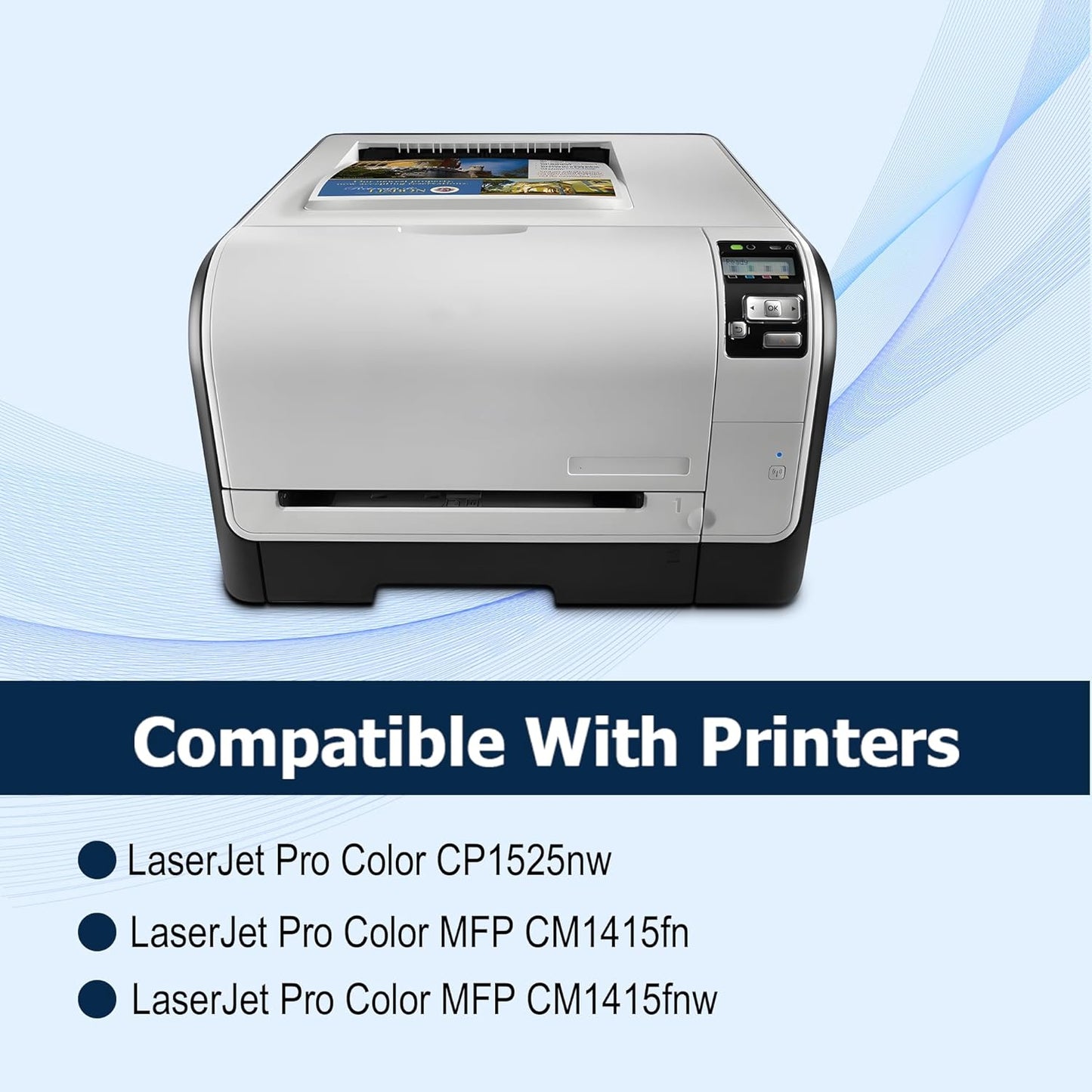 128A Toner Cartridge Works with HP Laserjet Pro CP1525nw CM1415fnw CM1415fn CP1525n Printer Ink (Black,Cyan,Yellow,Magenta 4 Pack)