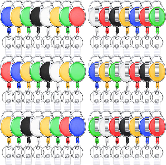 Honoson 30 Pcs Heavy Duty Retractable Badge Reels Batch ID Badge Holder Retractable Clip Bulk Key Holder with Ring for Office Worker Employee, Doctor Nurse Gifts (Warm Color)