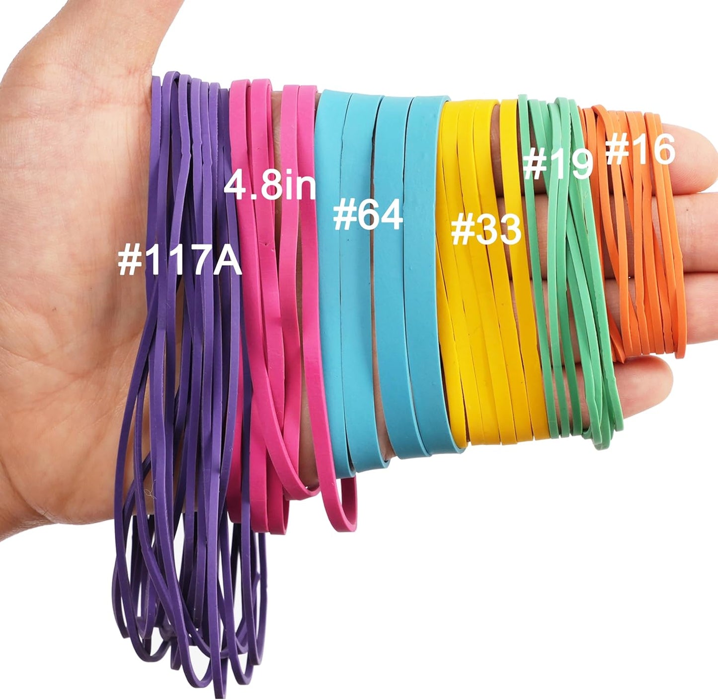 AMUU Rubber Bands Assorted Size Multicolor 0.5 lb size#16,size19,size33,size64,size117,size 4.8in
