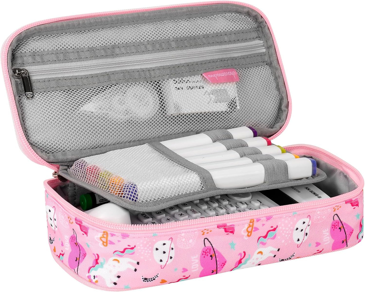 Choco Mocha Unicorn Pencil Case for Girls, Soft Pencil Case Kids Pencils Pouch for Kindergarten Girls, Pink