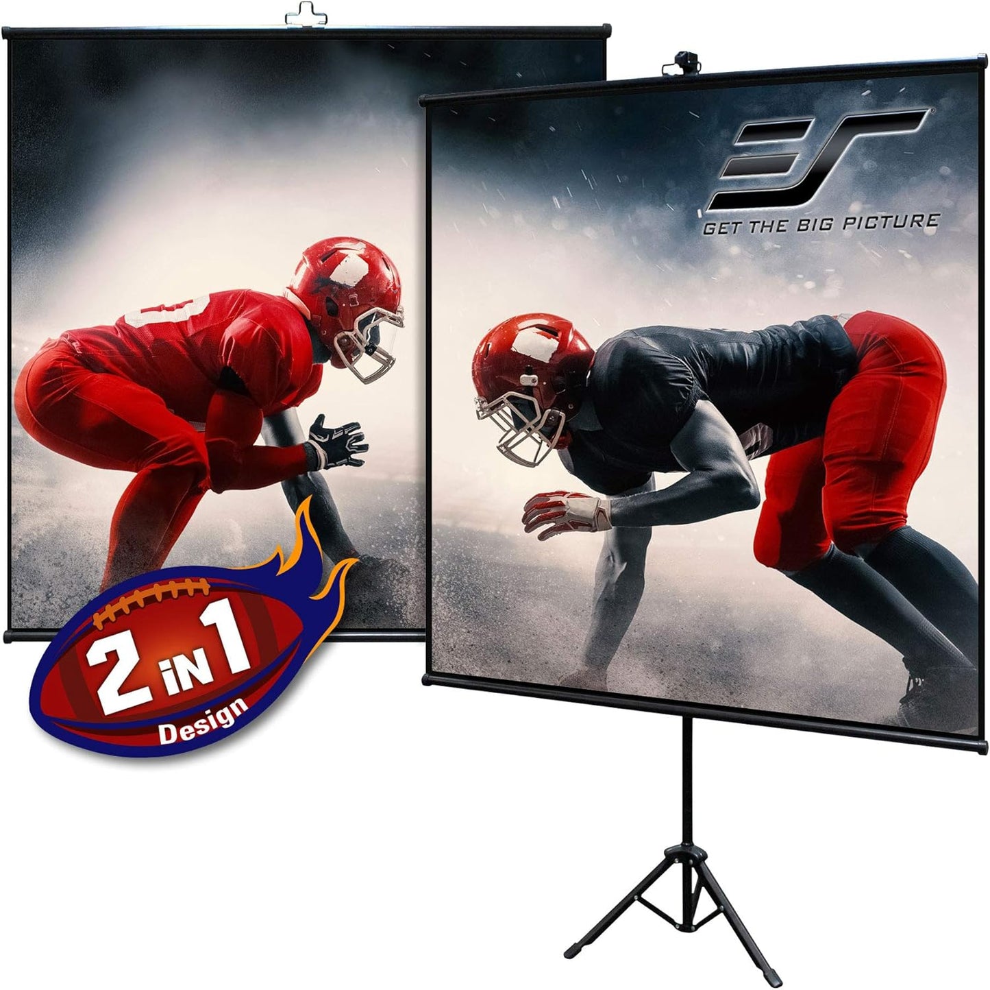 Elite Screens Tripod Lite Wall Series, 2in1 Portable Projector Screen Dual Tripod Stand/Wall Mount Indoor/Outdoor 50-INCH, 1:1 w/Carrying Bag, US Based Company 2-Year Warranty - T50SW, Black