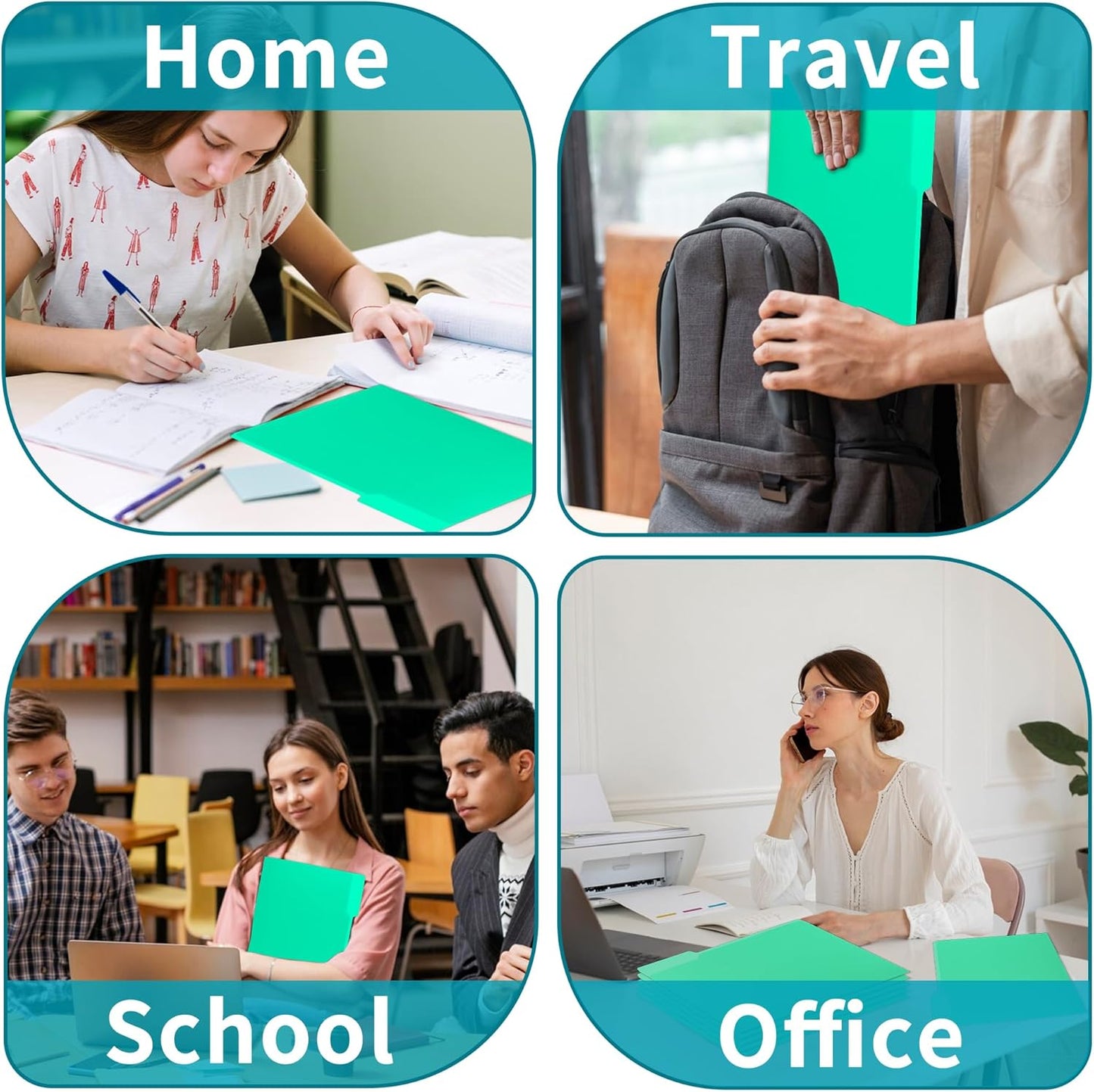 100 Packs Colored File Folders,Light Green File Folders,Two Tone Color File Folder 8.5 x 11 Inch,1/3 Cut Tabs Letter Size,Manila File Folders for Office,School and Home,Organization