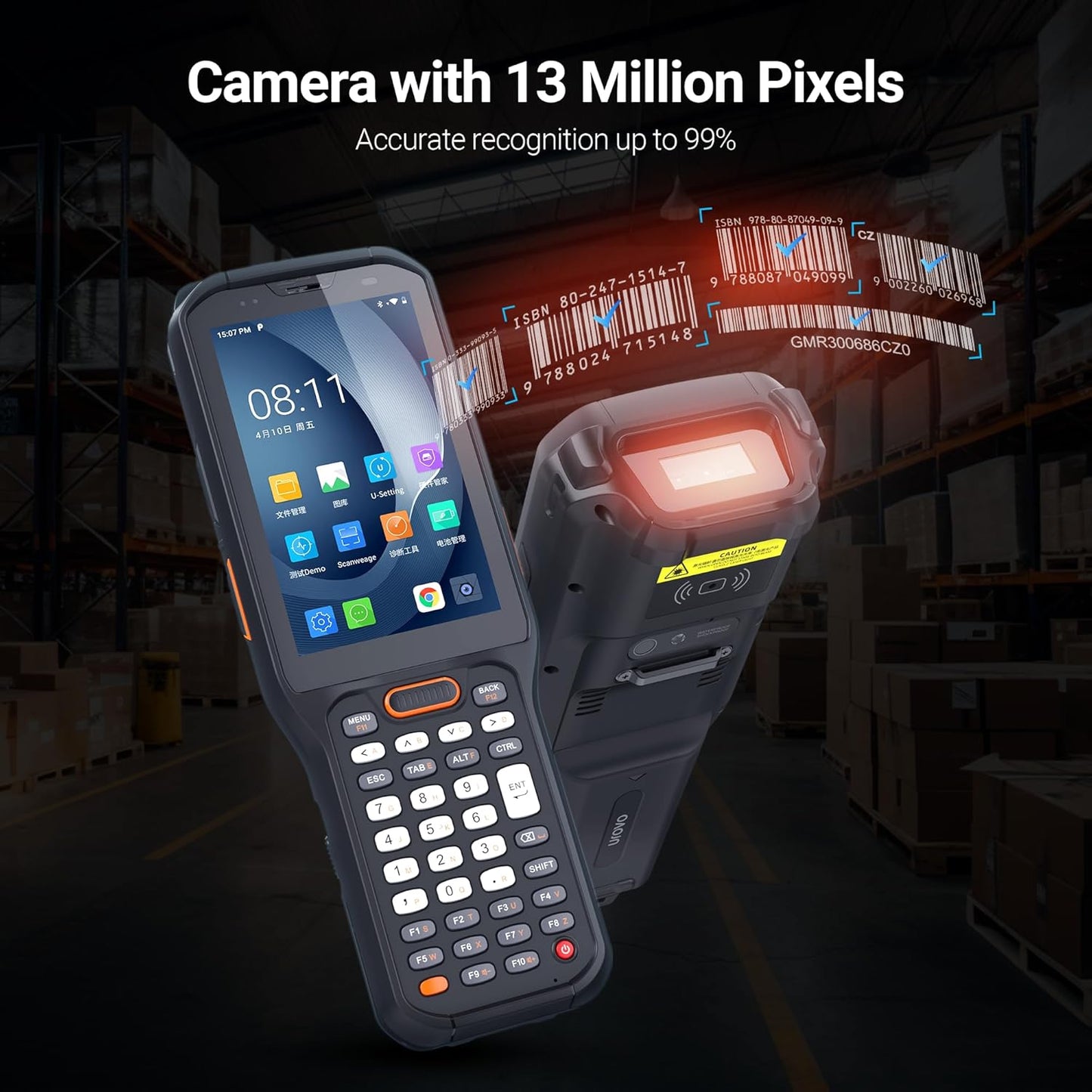Inventory Scanner with Zebra Scanner, PDA with Pistol Grip, IP68 Rugged, NFC, 4G Wi-Fi 6, Handheld Warehouse