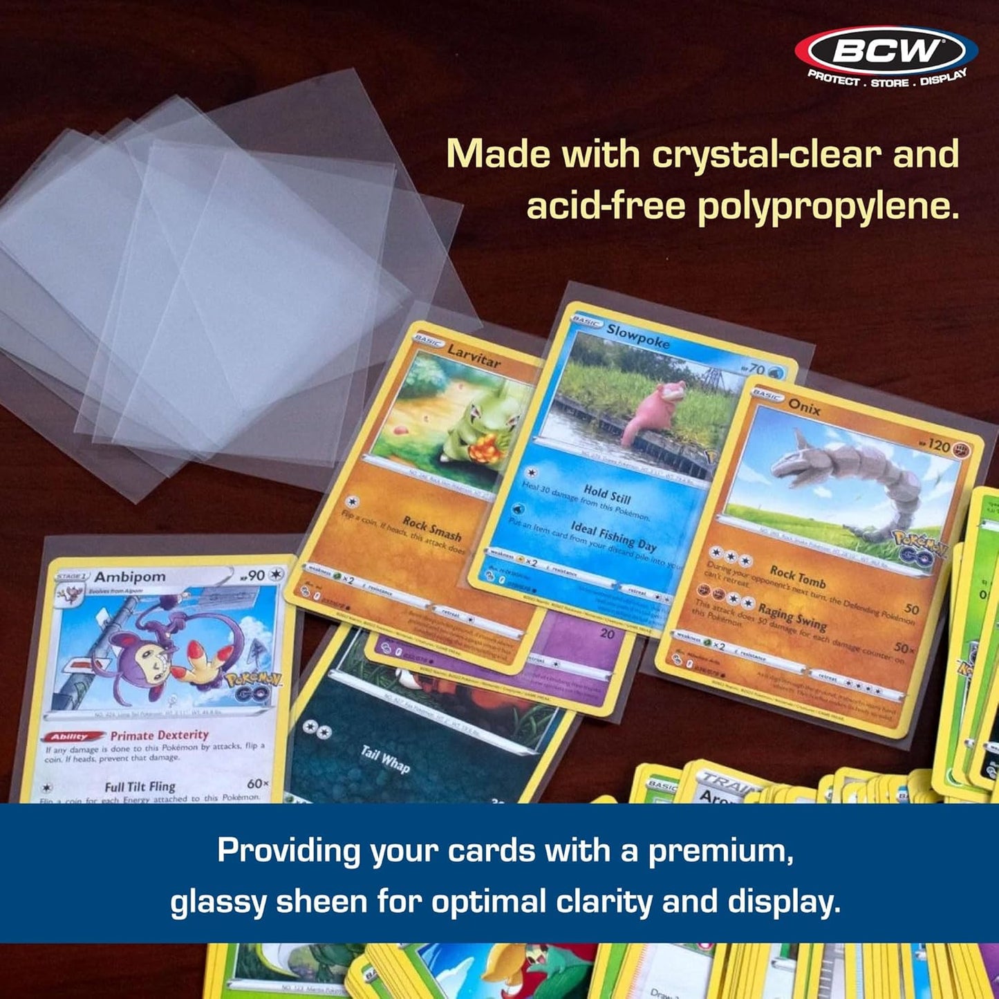 BCW Standard Card Sleeves - 2-5/8" x 3-5/8" - 5 Packs (500 Total) | Crystal Clear Acid-Free, Toploader | Trading Card Sleeves for Baseball, Basketball, Football, Hockey, Pokemon, MTG, etc