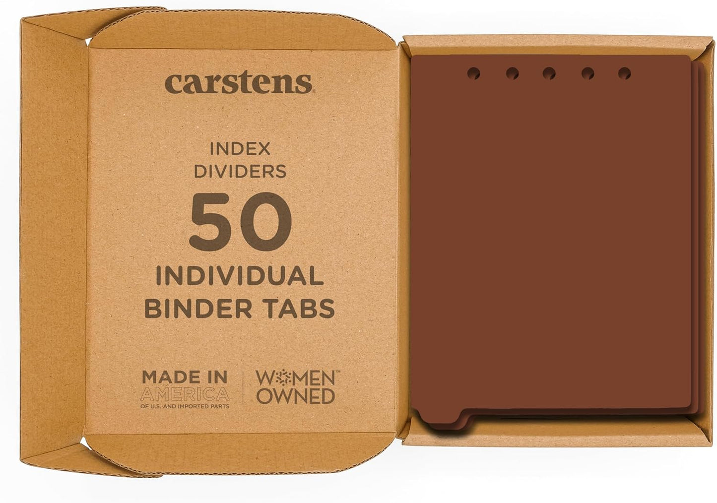 Carstens - Heavy Duty Plastic Ring Binder Dividers, Bottom Tab, 1/9 Cut, Tab 1 Position, US Letter, Brown, Case of 50, (2619-21CS) - Ideal Medical Chart Dividers or Index Tabs for 3 Ring Binders