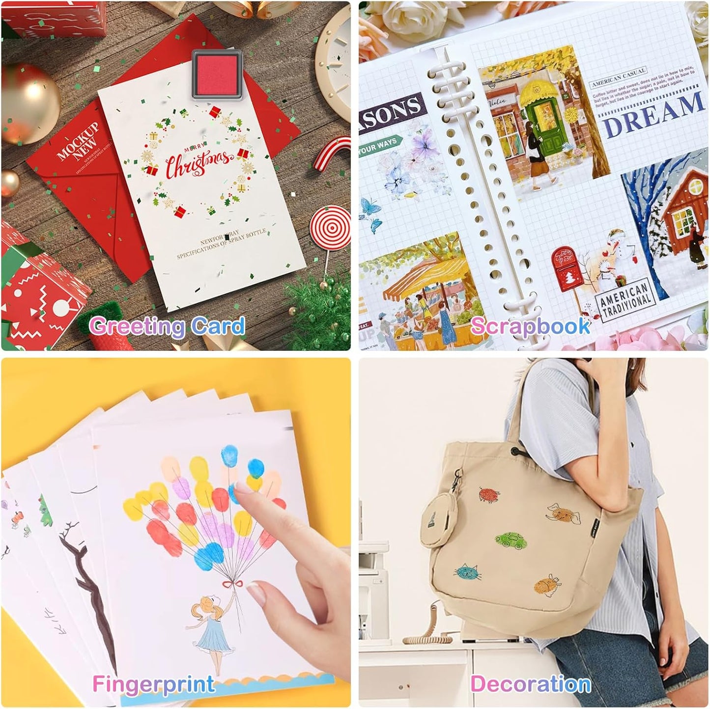 CraftyManor Mini 24 Color Pigment Ink Pads Set for Stamps, Fingerprint Ink Pad for Kids, Stamp Pad for Scrapbook Paper & Stamps for Classroom & Clothing Stamp & Letter Stamps, Archival