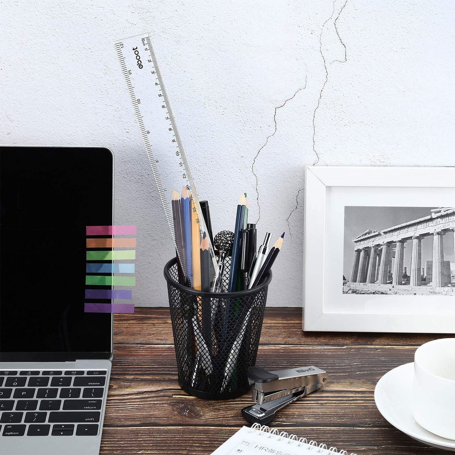 EBOOT 2 Pack Plastic Ruler Straight Ruler Plastic Measuring Tool for Student School Office (Clear, 12 Inch)