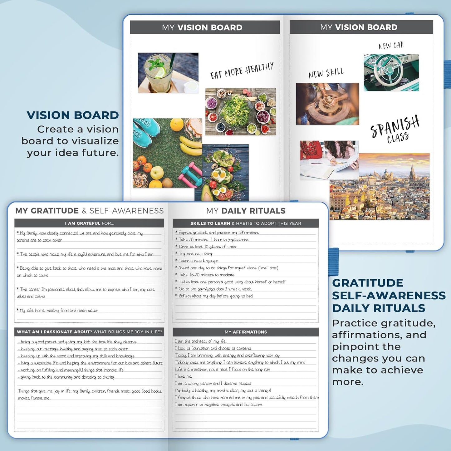 Clever Fox Planner – Undated Weekly & Monthly Planner for Productivity, Time Management & Goals – Organizer Journal – A5 (Sky Blue)