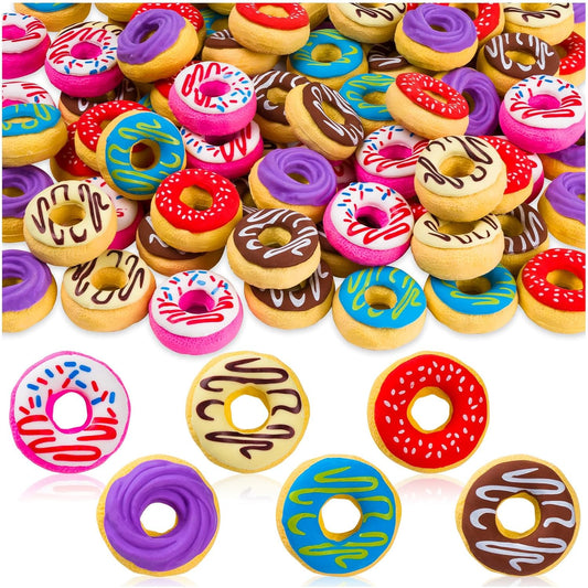 Donut Erasers, 100 Pieces 3D Cute Food Mini Erasers, 3D Donut Erasers Bulk, Novelty Pencil Erasers for Candy Party Favor Gift Filling and Art Supplies