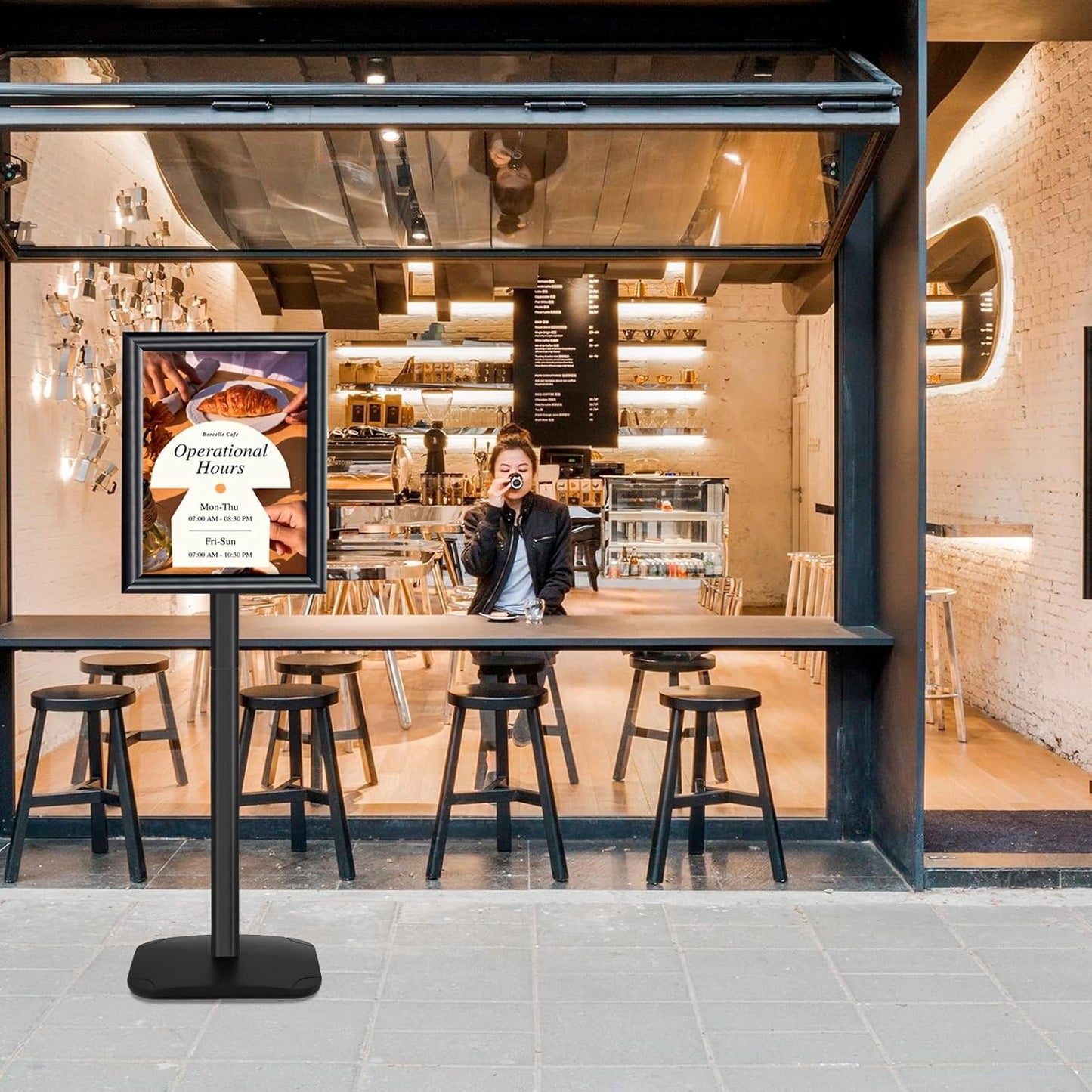 3Pcs Heavy Duty Pedestal Sign Holder for Display, 11 x 17 inches Adjustable Floor Standing Sign Holder with Weighted Base , Sign Stand for Indoor/Outdoor Advertising，Black