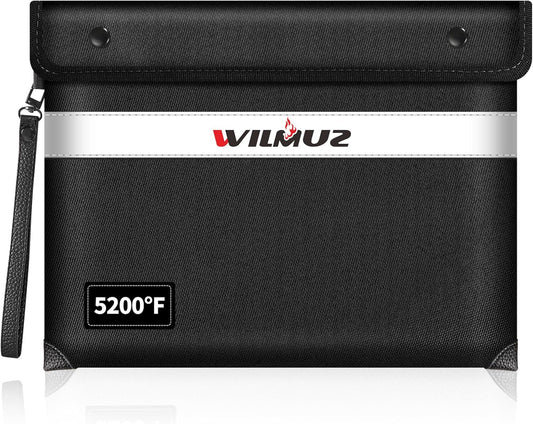 Fire Proof Bag for Documents 5200°F Heat Insulated,13.9” X 10.6”Fireproof Money Bag with Zipper,8 Layers of Protective Materials Waterproof Document Pouch for Cash,Valuables,Documents(Black)