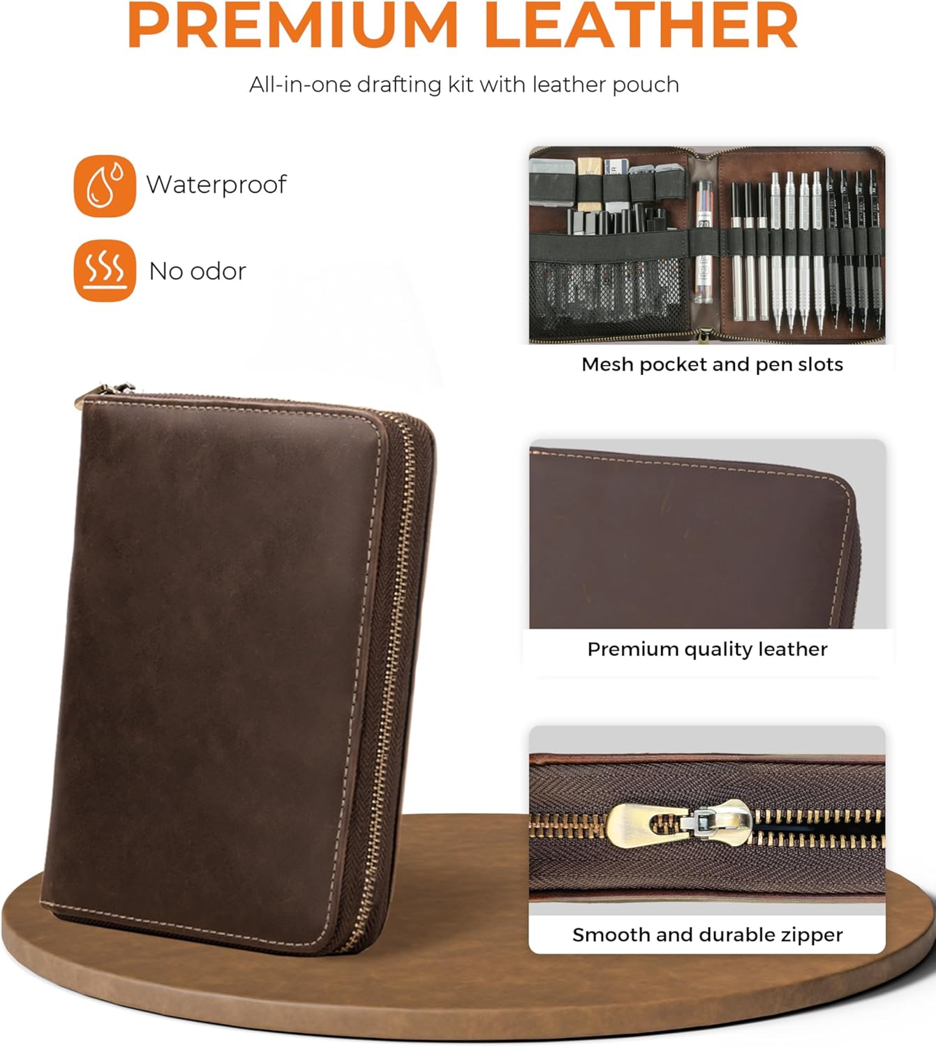 45PCS Black & Silver Metal Mechanical Pencil Set in Leather Case, 0.5, 0.7, 0.9, 2.0mm Drafting Pencils with 28 Tubes(6B 4B 2B HB 2H 4H & Colors)Lead Refills for Art Drawing, Sketching,Writing