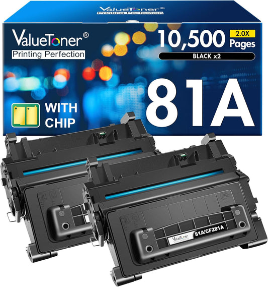 CF281A 81A Black Toner Cartridge Replacement for HP 81A Black Toner Cartridge 81X CF281X Toner for HP 281A Work with LaserJet Enterprise MFP M604 M604dn M605 M605dn M605x M606 M606x M630 M630f (2Pack)