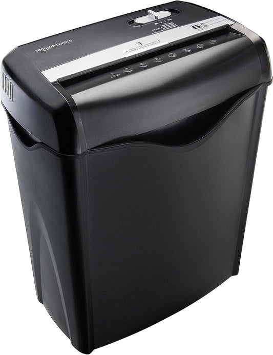 Amazon Basics 6 Sheet Cross Cut Paper and Credit Card Home Office Shredder with 3.8 Gallon Bin, Black