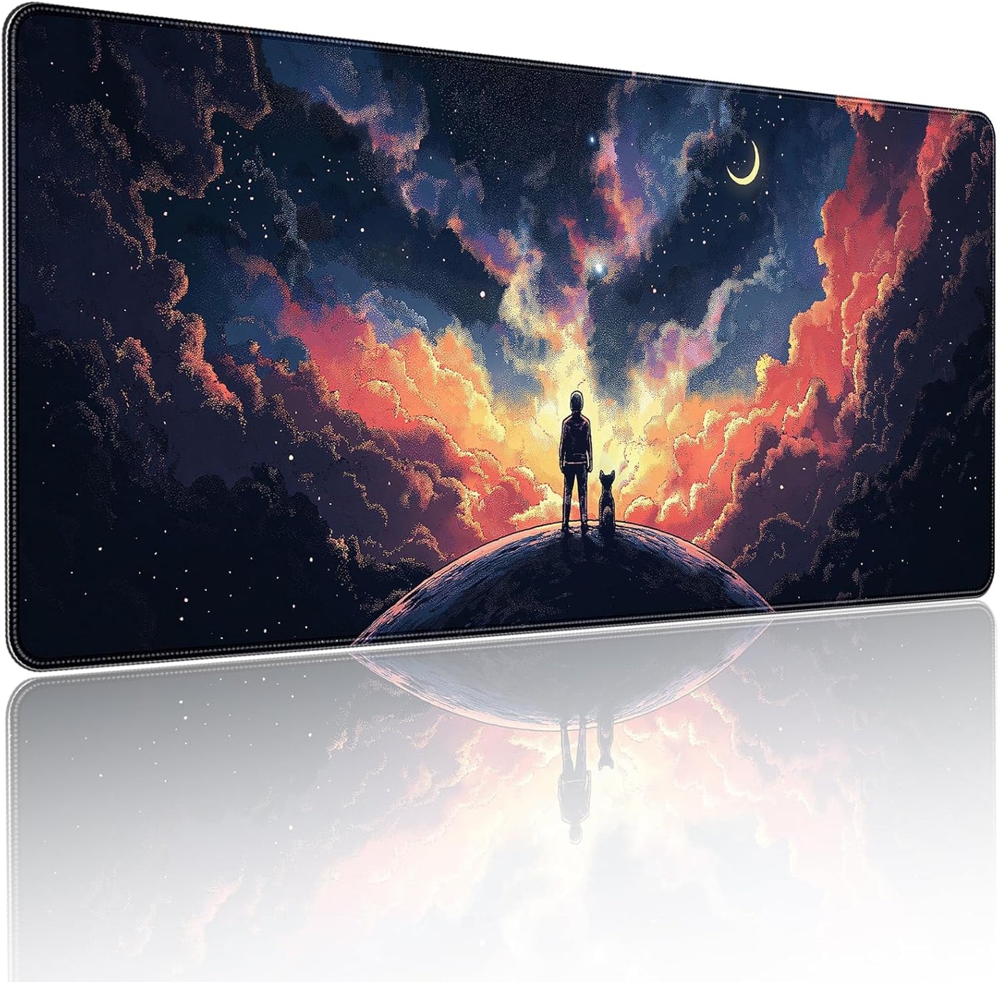 35.4 x 15.7 inches, Large Desktop Mouse pad, Keyboard and Mouse Pads for Work and Home Computers, and Large Laptop Mouse mat，Owner and Dog