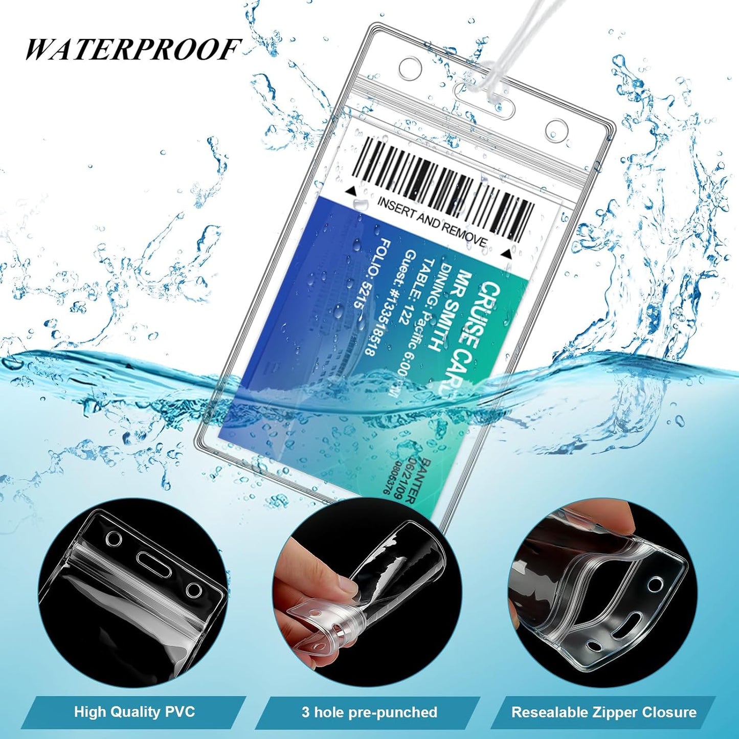 50 Pack Clear Plastic Luggage Bag Tag Holder Badge Label Tag Holder with 50 Pack Luggage Loops Straps for Office Business Travel Supplies